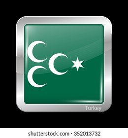 Ottoman Empire Variant Flag. Metallic Icon Square Shape. This is File from the Collection Flags of Asia