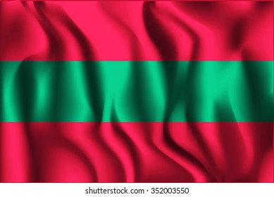 Ottoman Empire Variant Flag. Rectangular Shape Icon with Wavy Effect