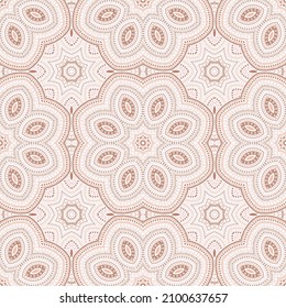 Ottoman ethnic geometric vector seamless motif. Wallpaper patchwork design. Modern oriental pattern. Porcelain print design. Circles and lines elements texture.