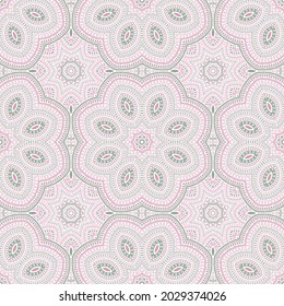 Ottoman ethnic mosaic vector seamless pattern. Textile patchwork design. Decorative mexican motif. Ceramic decor design. Circles and lines elements texture.
