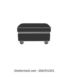 Ottoman Icon Silhouette Illustration. Furniture Seat Relax Vector Graphic Pictogram Symbol Clip Art. Doodle Sketch Black Sign.