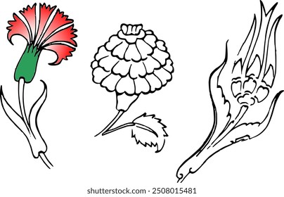 Ottoman Illumination Flower Motif Vector