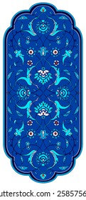 Ottoman Islamic ceramic floral vector border frame tile osmanlı çini motif bordür vektör bezeme el çizimi