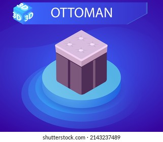 Ottoman isometric design icon. Vector web illustration. 3d colorful concept