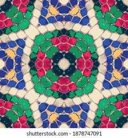 Ottoman mosaic, repeat seamless renaissance pattern for wall, floor,  ceiling, background