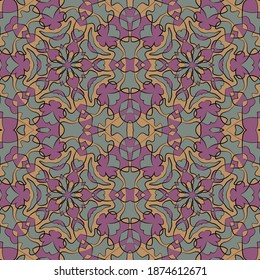 Ottoman mosque seamless pattern graphic design. Middle east floral tile ornament. Wallpaper seamless pattern. Traditional islamic abstract floral geometric ornament. Arabesque vector composition