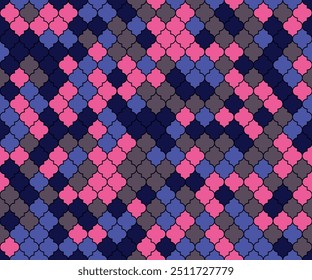 Ottoman Mosque Window Vector Seamless Pattern. Eid al fitr muslim background. Traditional ramadan mosque ornament. Islamic textile grid background. Lantern shapes ethnic motif
