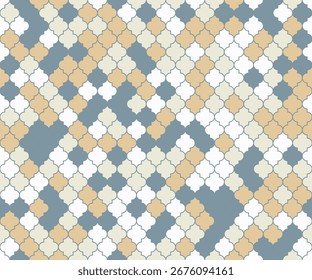 Ottoman Mosque Window Vector Seamless Pattern. Ramadan mubarak muslim background. Traditional ramadan mosque ornament. Islamic textile grid background. Lantern shapes ethnic motif