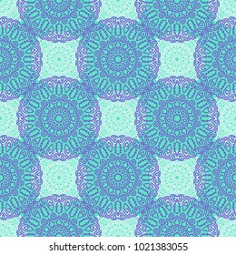 Ottoman Seamless Pattern. Orient Texture for Textile, Fabric, Linen. Feminine Lacy Ornament with Outline Mandalas. Seamless Orient Texture in Damask Style. Vintage Pattern for Wallpaper