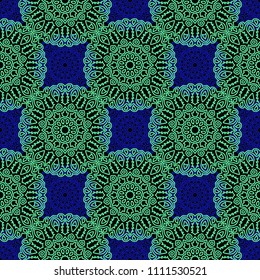 Ottoman Seamless Pattern. Orient Texture for Textile, Fabric, Linen. Feminine Lacy Ornament with Outline Mandalas. Seamless Orient Texture in Damask Style. Vintage Pattern for Wallpaper