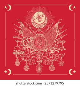 Ottoman sultan's signature vector art Meaning; seal flag symbol of the ottoman empire