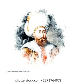 Ottoman sultans watercolor and oil painting concept