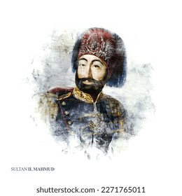 Ottoman sultans watercolor and oil painting concept