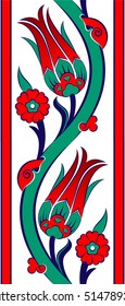 Ottoman Tile Motif. Tulip Bordure Design.