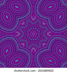 Ottoman traditional mosaic vector seamless ornament. Fabric patchwork design. Ornate tunisian motif. Pottery decor design. Star symmetry elements texture.