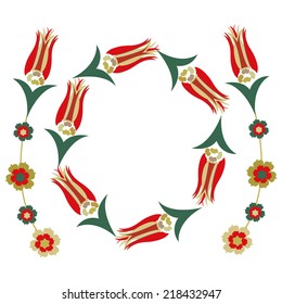 Ottoman tulips and flowers background vector