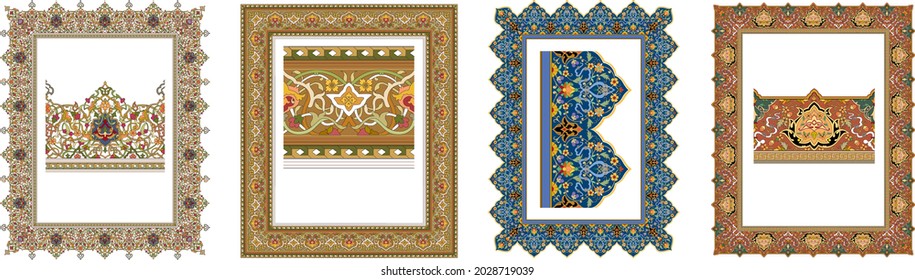 ottoman and turkish seamless vector pattern or islamic pattern and  mosaic or frame or motif or carpet or textile pattern