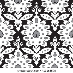 Ottoman Turkish style vector floral seamless pattern, ornamental decorative vintage pattern design, repeating damask background for all web and print purposes