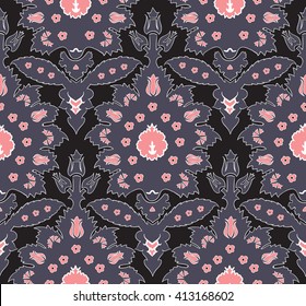 Ottoman Turkish style vector floral seamless pattern, ornamental decorative vintage pattern design, repeating damask background for all web and print purposes