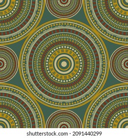 Ottoman vintage motifs seamless pattern. Round medallion mandala geometric tiles. Fabric print template. Fashion or interior pattern. Classic circular seamless ornament. Cute mandala design.