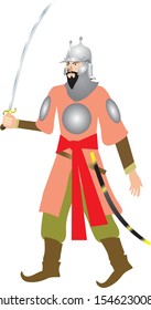 Ottoman warrior, turkish or persian sipahi  - Vector