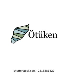 Otuken city map, vector file map of Turkey, Geometric Map of Turkey Vector Design Template. Editable Stroke