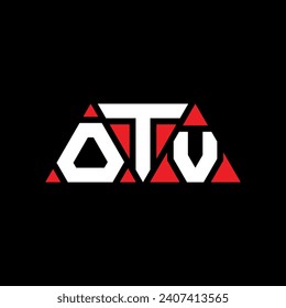 OTV triangle letter logo design with triangle shape. OTV triangle logo design monogram. OTV triangle vector logo template with red color. OTV triangular logo Simple, Elegant, and Luxurious design.