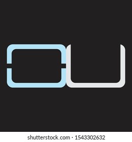 OU Abstrac logo vector Monogram isolated on black background