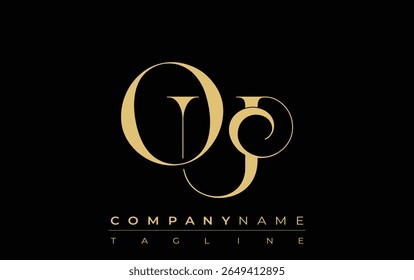 Logotipo da Joia Criativa Abstract. Um logotipo elegante com iniciais de monograma dourado em uma tipografia elegante e moderna, perfeito para a marca