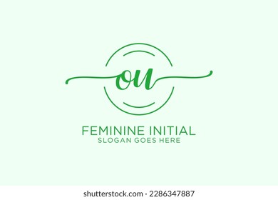 OU beauty monogram and elegant logo design handwriting logo of initial signature, wedding, fashion, floral and botanical with creative template.