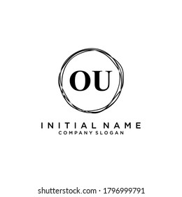 OU Beauty vector initial logo, handwriting logo of initial signature, wedding, fashion, jewerly, boutique, floral and botanical with creative template for any company or business.