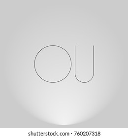 OU Black thin minimalist LOGO Design with Highlight on Gray background.