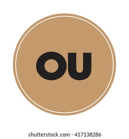 ou brown letters ,abstract background logo, design identity in circle, alphabet letter