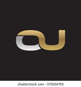 OU company linked letter logo golden silver black background