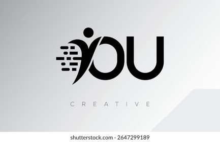 Logotipo de Monograma Digital Criativo - Design de marca de letra futurista apresentando forma humana, movimento de pixel e estilo técnico mínimo para identidade de marca inovadora
