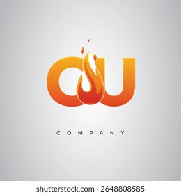 Design do logotipo da letra de fogo criativa da UO