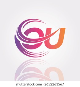 Logotipo do monograma do redemoinho do gradiente criativo da UO - Design moderno da marca da letra abstrata para a marca profissional e a identidade digital