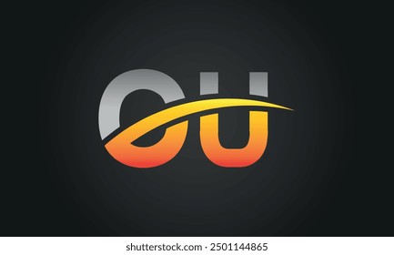 OU creative and modern letter logo design. OU logo design vector in black background.