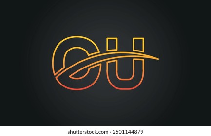 OU creative and modern letter logo design. OU logo design vector in black background.