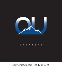 OU Creative Mountain Logo Negrito Gradiente Letra Marca Branding Design para Marcas de Negócios ao Ar Livre