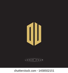 OU DU Logo Emblem Capital Letter Modern Template EPS 10 With Black Background