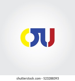 OU flat initial letter logo combining yellow, blue and red