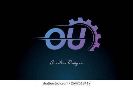 Logotipo da fusão da engrenagem - Marca da letra industrial da marca da letra industrial futurista da marca do projeto da marca da tecnologia e da engenharia da marca.
