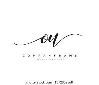 OU handwriting initial  logo vector