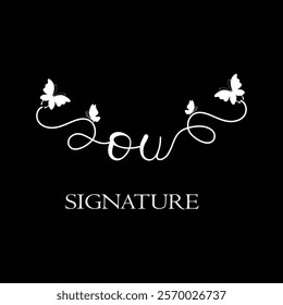 OU Handwritten initial letter, OU simple signature vector logo with butterfly shape variation, beauty, photography letter logo design. O U