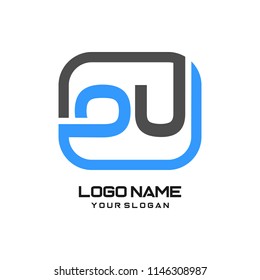 OU initial box letter logo template vector