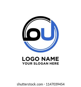 OU initial circle logo template vector