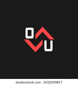 OU Initial Construction Real Estate Home Logo Design Vector