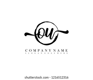 OU initial handwriting logo circle template vector