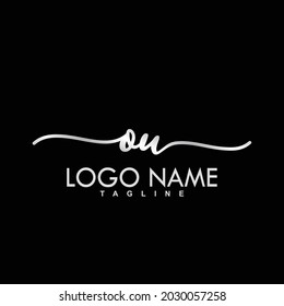 OU Initial Handwriting Logo Design Vector